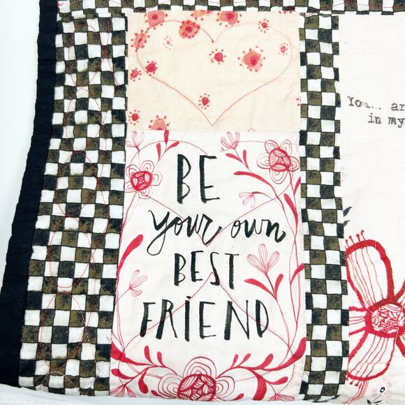 Love is Spoken Here Mother Daughter Floral Girl Quote Checkered Fabric Wall Art - Picture 7 of 9